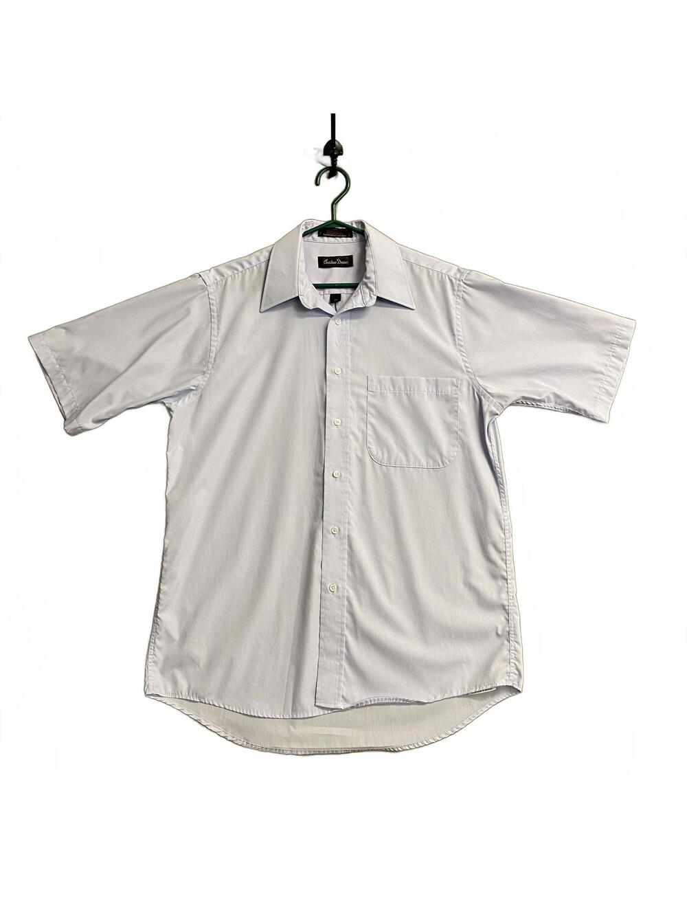 VTG 90's Christian Dumas Men's Short Sleeve Dress Shirt Light Lavender Size 15.5